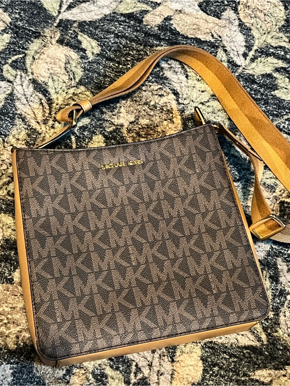 Michael Kors Brown MK Signature Logo Messenger Crossbody Bag